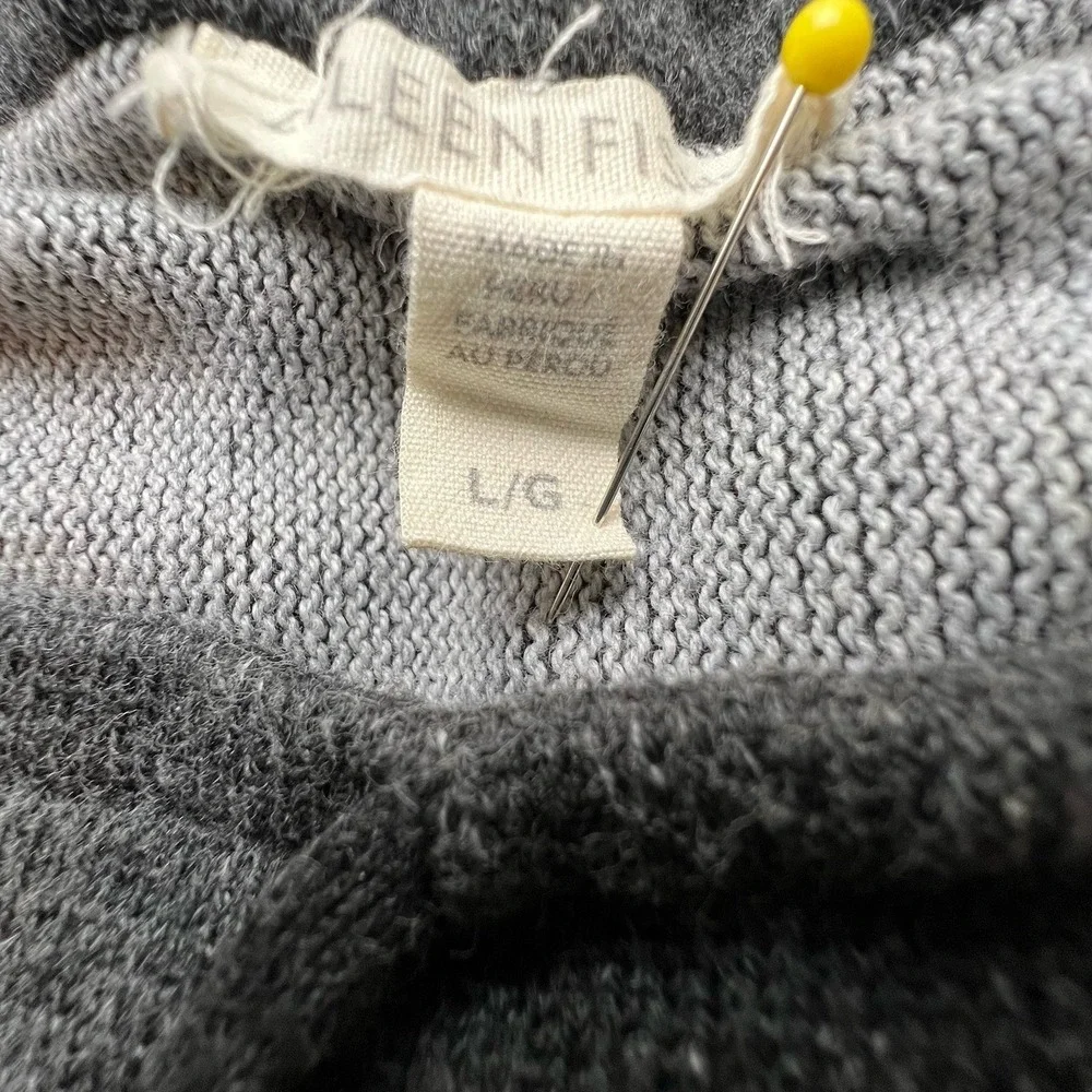 Eileen Fisher Gray Drawstring Funnel Neck Sweatshirt 100% Organic Cotton  – L